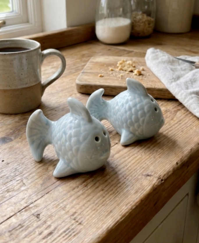 Handmade Fish Salt and Pepper Shakers