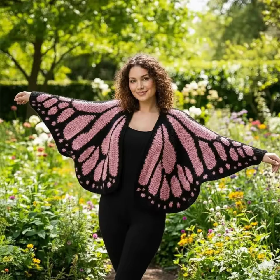 Noras Threads- Handmade Butterfly Cardigan
