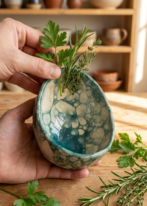 Handmade Ceramic Herb Stripper