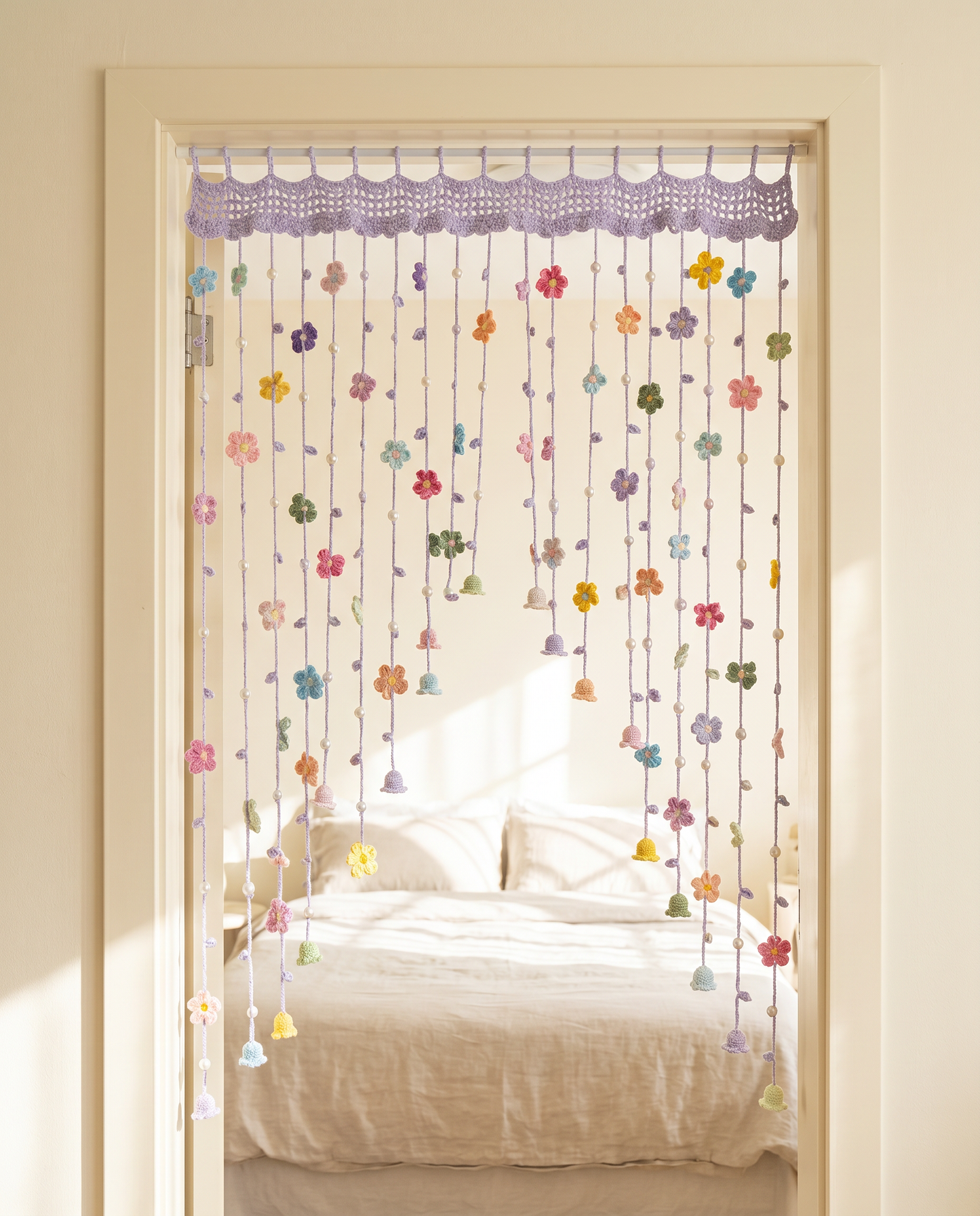Handmade Crochet Flower Doorway Curtains